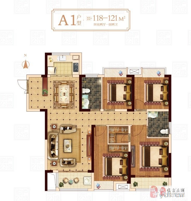 一手免佣代理,临庐公馆3室2厅1卫户型有99㎡-137㎡